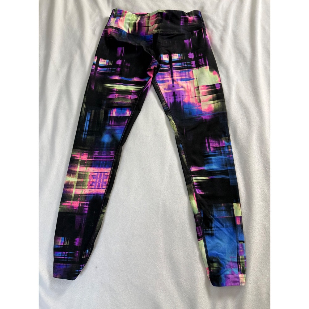 Calvin Klein Performance Women Small Abstract Print Ruched Ankle Leggings Multi